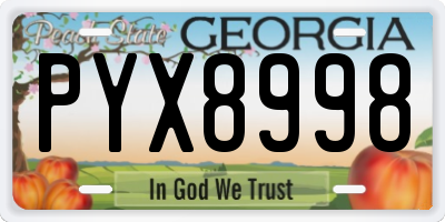 GA license plate PYX8998
