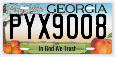 GA license plate PYX9008