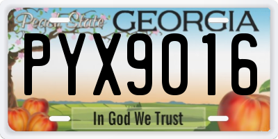 GA license plate PYX9016