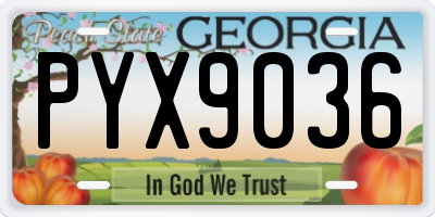 GA license plate PYX9036