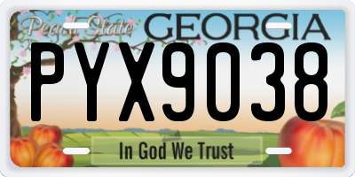 GA license plate PYX9038