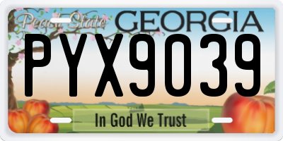 GA license plate PYX9039