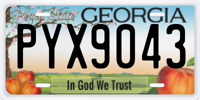 GA license plate PYX9043