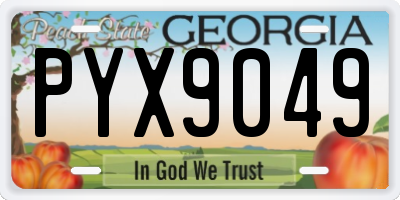 GA license plate PYX9049