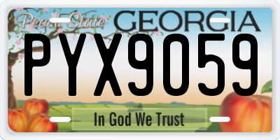 GA license plate PYX9059