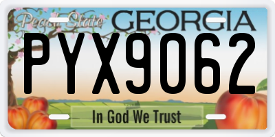 GA license plate PYX9062