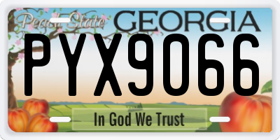 GA license plate PYX9066