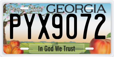 GA license plate PYX9072