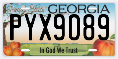 GA license plate PYX9089