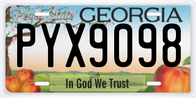 GA license plate PYX9098