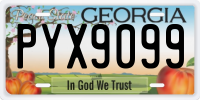 GA license plate PYX9099
