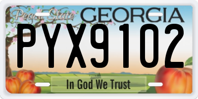 GA license plate PYX9102