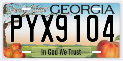 GA license plate PYX9104