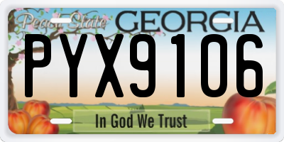 GA license plate PYX9106