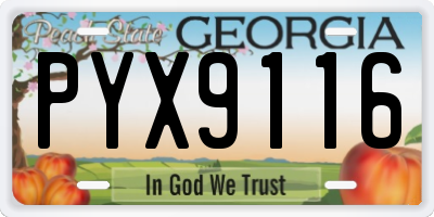 GA license plate PYX9116