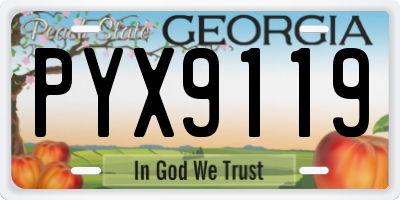 GA license plate PYX9119