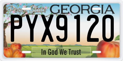 GA license plate PYX9120