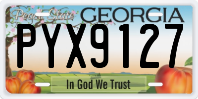 GA license plate PYX9127