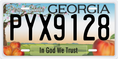 GA license plate PYX9128