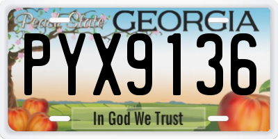 GA license plate PYX9136