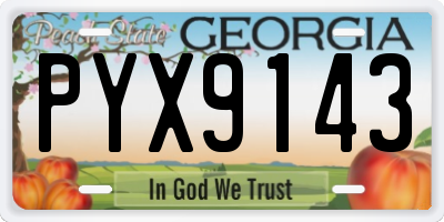 GA license plate PYX9143