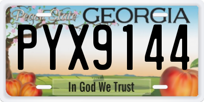 GA license plate PYX9144