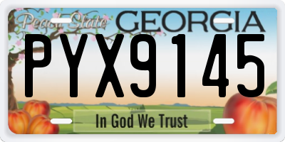 GA license plate PYX9145