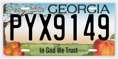 GA license plate PYX9149