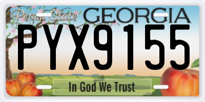 GA license plate PYX9155