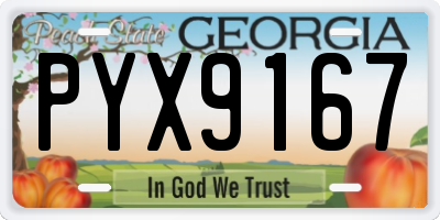 GA license plate PYX9167