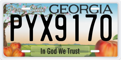 GA license plate PYX9170
