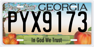 GA license plate PYX9173