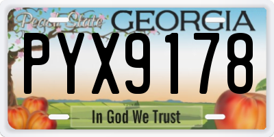 GA license plate PYX9178