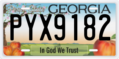 GA license plate PYX9182