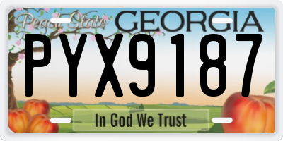 GA license plate PYX9187