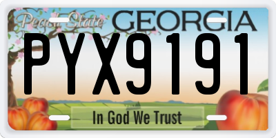 GA license plate PYX9191