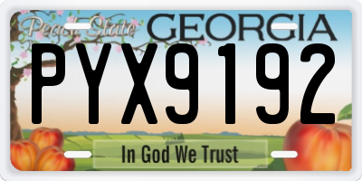 GA license plate PYX9192