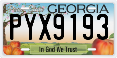 GA license plate PYX9193