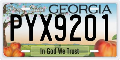 GA license plate PYX9201