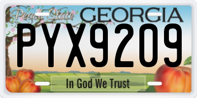 GA license plate PYX9209