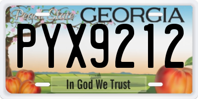 GA license plate PYX9212