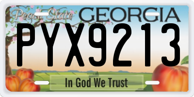 GA license plate PYX9213