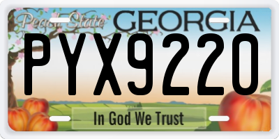 GA license plate PYX9220