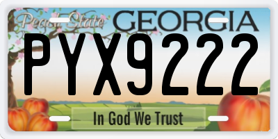 GA license plate PYX9222