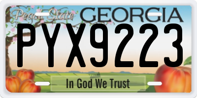 GA license plate PYX9223