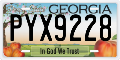 GA license plate PYX9228
