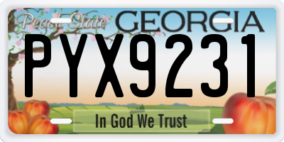 GA license plate PYX9231