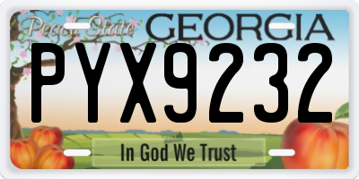 GA license plate PYX9232