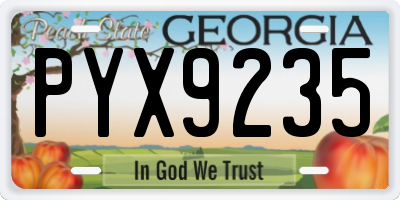 GA license plate PYX9235