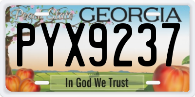 GA license plate PYX9237